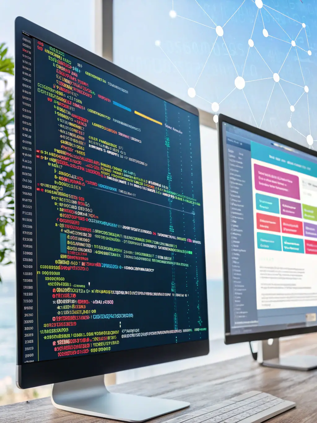 A detailed illustration of a complex algorithm being broken down into simpler, understandable components, set against a backdrop of binary code and data streams, symbolizing the process of algorithmic deconstruction.
