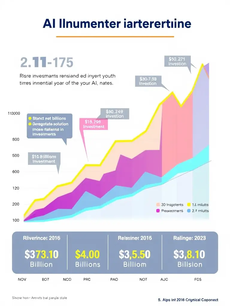 A visually striking graph illustrating the exponential growth of AI investments in the healthcare sector, showcasing the commercial tipping point in AI-driven diagnostics and personalized medicine.