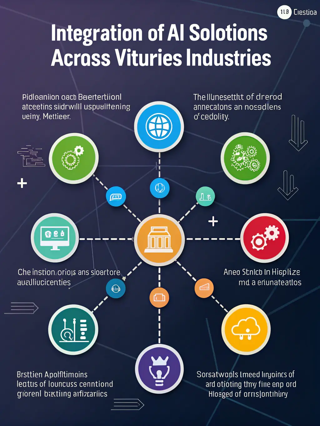 An engaging infographic showcasing the rise of AI in the manufacturing sector, emphasizing the commercial benefits of AI-powered automation and predictive maintenance.